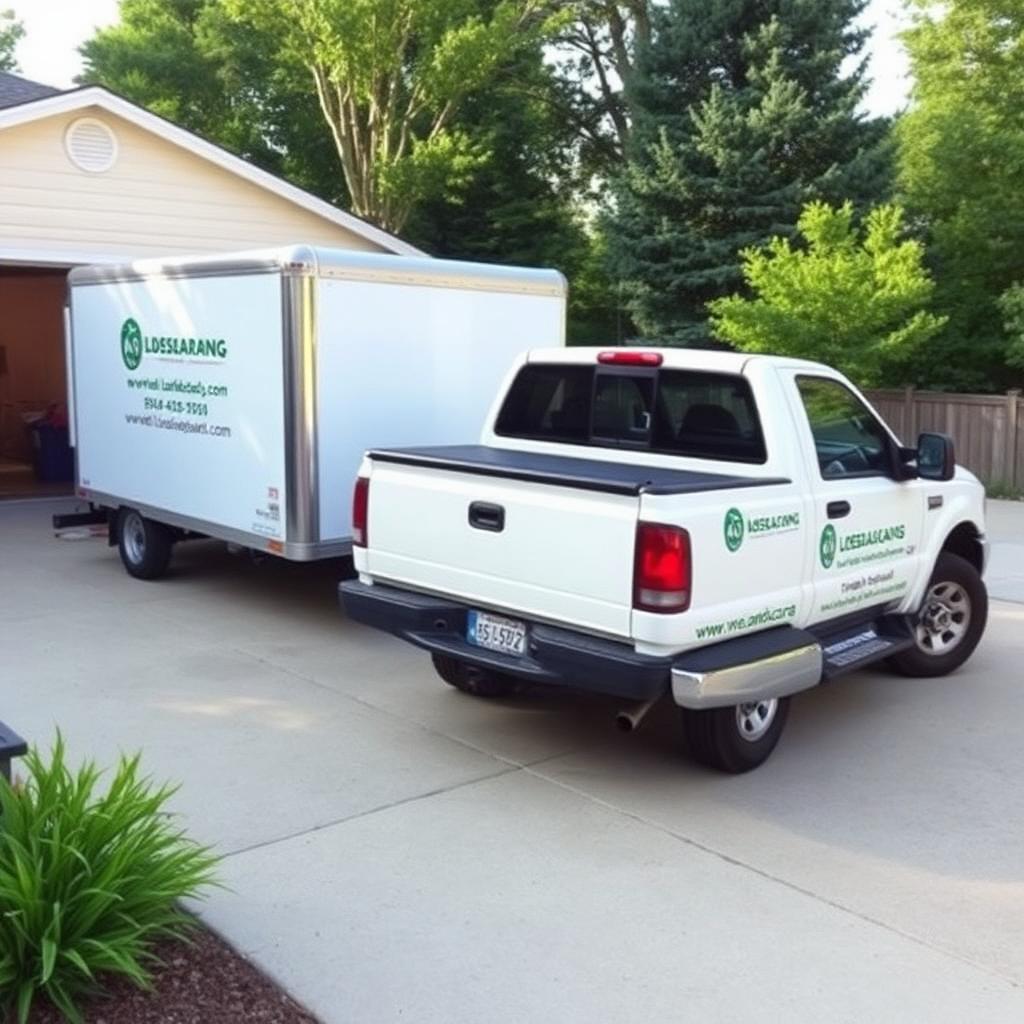Greenfield Landscaping work truck and trailer